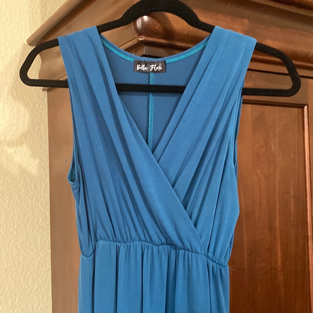 Teal sleeveless maxi dress